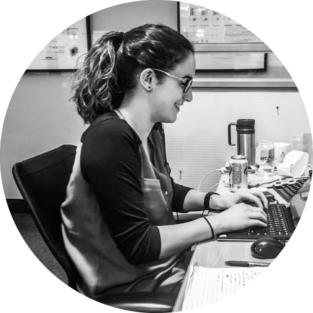 Arcadia senior technical lead Kelsey Wade works at her desk.