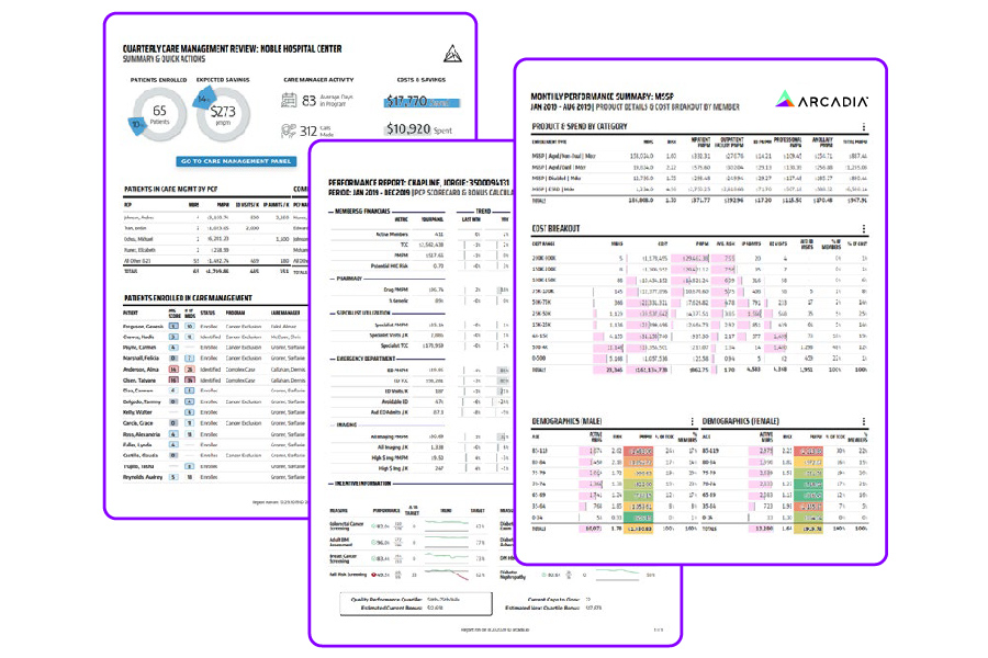 Arcadia Bindary offers providers the ability to create custom reports based on data insights